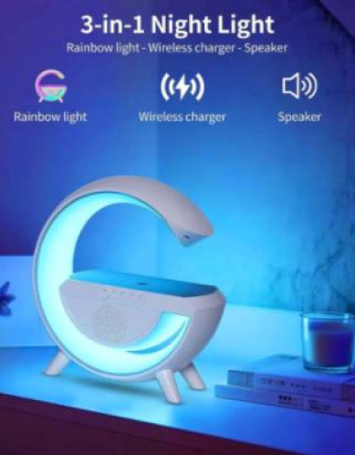 G shape led wireless charging speaker lamp